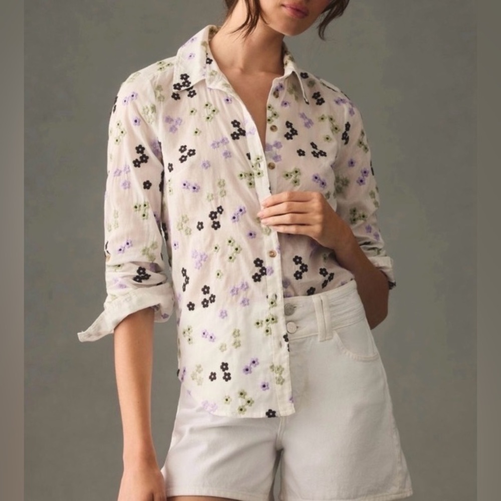 Maeve Cream Floral Button-Down Shirt